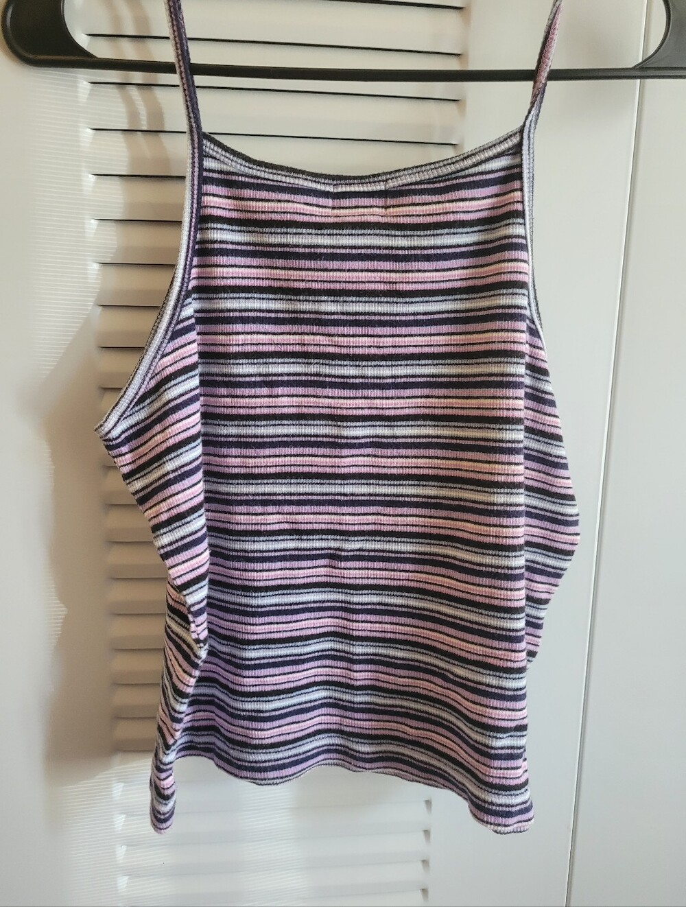 Striped Knit Cami Tank Top - Pink & Black - Picture 4 of 4